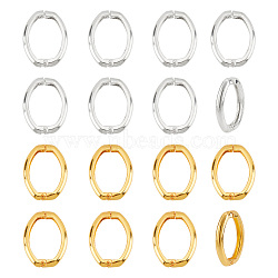 PandaHall Elite 16Pcs 2 Colors Rack Plating Brass Shortener Clasps, Twister Clasps, Long-Lasting Plated, Oval Ring, Golden & Silver, 27x20x4mm, 8pcs/color(KK-PH0005-15)