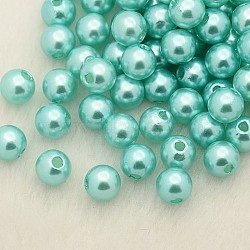 Imitation Pearl Acrylic Beads, Dyed, Round, Aquamarine, 4x3.5mm, Hole: 1mm, about 18100pcs/pound(PL607-01)