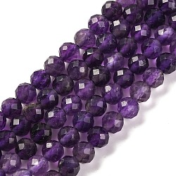 Natural Amethyst Beads Strands, Faceted, Round, Grade A, 5mm, Hole: 1mm, about 80pcs/strand, 15.75 inch(40cm)(X-G-F770-C07-02A)