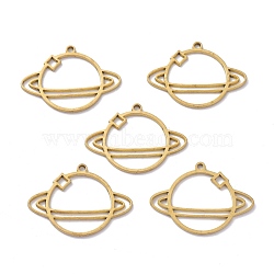 Brass Pendants, DIY Accessories, for Bracelets, Earrings, Necklaces, Planet, Raw(Unplated), 23x31x1.2mm, Hole: 1.6mm(KK-I010-09C)