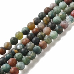 Natural Indian Agate Beads Strands, Frosted, Round, 6~6.5mm, Hole: 1mm, about 63pcs/strand, 15.5 inch(X-G-Q462-6mm-08)