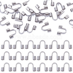 150Pcs 304 Surgical Stainless Steel Wire Guardian and Protectors, Stainless Steel Color, Hole: 1.5mm, 5x6.6x2mm(STAS-TA0006-35C-P)