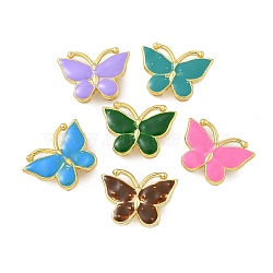 Rack Plating Brass Enamel Butterfly Connector Charms, Real 18K Gold Plated, Long-Lasting Plated, Cadmium Free & Lead Free, Mixed Color, 14x18x5mm, Hole: 1.4mm(KK-A234-026G)