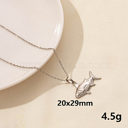 304 Stainless Steel Fish Pendant Necklaces, Cable Chain Necklaces for Women(XW2884-7)