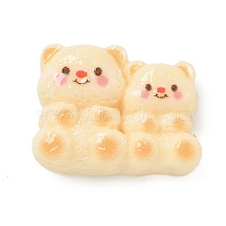 Resin Cabochons, Double Bear, Cornsilk, 20.5x25.5x9mm(RESI-R456-06F)