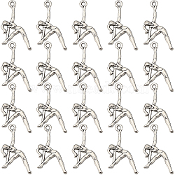 80PCS Tibetan Style Alloy Pendants, Gymnast, Antique Silver, 26x13x2.5mm, Hole: 1.5mm(PALLOY-SC0004-27)