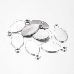 201 Stainless Steel Stamping Blank Tag Pendants, 20x10x1mm, Hole: 2mm(STAS-Q109)