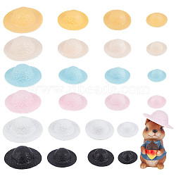 DELORIGIN 24Pcs Mini Handmade Plastic Doll Hats, for Doll Accessories, Mixed Color, 37~79x13~31mm(DIY-DR0001-65)