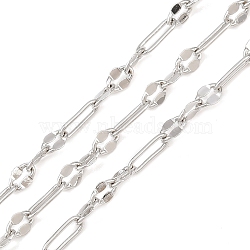 Brass Dapped Chains, Cadmium Free & Lead Free, Rack Plating, Long-Lasting Plated, Unwelded, with Spool, Platinum, 4~6x2~3x0.5mm(CHC-P017-05P)