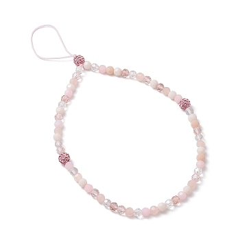 Glass Mobile Straps, with Polyester Cord Mobile Accessories Decoration, Misty Rose, 23.5cm