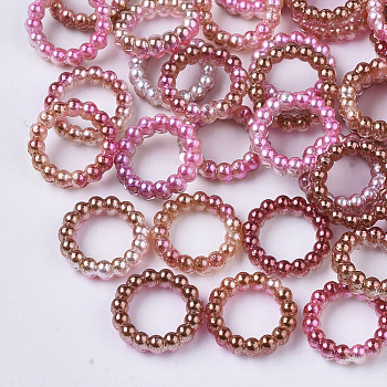 ABS Plastic Imitation Pearl Linking Rings, Rainbow Gradient Mermaid Pearl, Round Ring, Brown, 14x3mm, Inner Diameter: 10mm, about 1000pcs/bag