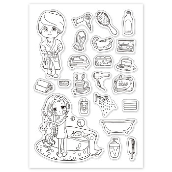 PVC Plastic Stamps, for DIY Scrapbooking, Photo Album Decorative, Cards Making, Stamp Sheets, Girl Pattern, 16x11x0.3cm