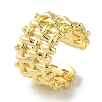 Rack Plating Brass Cuff Rings, Long-Lasting Plated, Lead Free & Cadmium Free, Real 18K Gold Plated, Adjustable