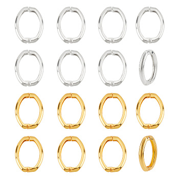 Elite 16Pcs 2 Colors Rack Plating Brass Shortener Clasps, Twister Clasps, Long-Lasting Plated, Oval Ring, Golden & Silver, 27x20x4mm, 8pcs/color