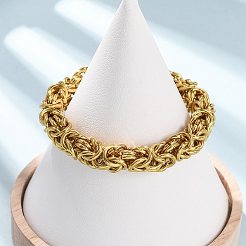 304 Stainless Steel Byzantine Chains Bracelets for Women, Golden, 6.69 inch(17cm)