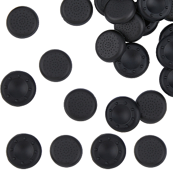 24Pcs 2 Style Silicone with ABS Plastic Replacement Flat Round Thumb Grip Caps, Thumb Grips Analog Stick Cover, Black, 19.5~22x5.5~7mm, Inner Diameter: 11~17mm, 12pcs/style
