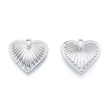 201 Stainless Steel Pendants, Heart, Stainless Steel Color, 18.5x20.5x2.5mm, Hole: 1.8mm