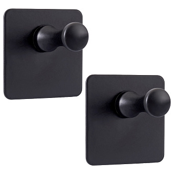 2Pcs 304 Stainless Steel Hook Hanger, with Self Adhesive Sticker, Square, 45x45x36mm
