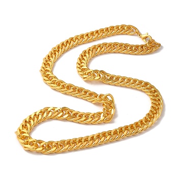 Iron Cuban Link Chain Necklaces for Women Men, Golden, 23.62 inch(60cm), Link: 13.5x10.5x2mm