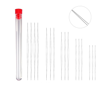 Stainless Steel Collapsible Big Eye Beading Needles, Seed Bead Needle, with Storage Tube, Red, 58~153x13mm, 17pcs/set