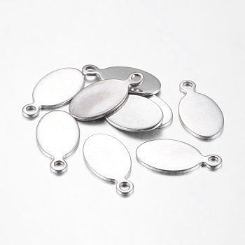 201 Stainless Steel Stamping Blank Tag Pendants, 20x10x1mm, Hole: 2mm