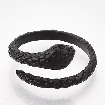 Alloy Cuff Finger Rings, Snake, Black, Size 7, 17mm