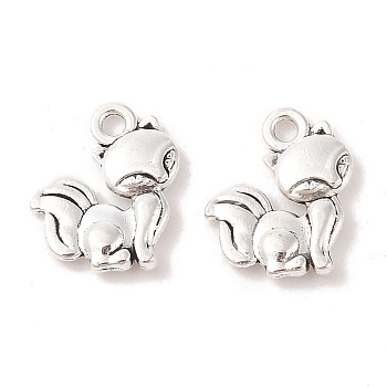 Alloy Charms, Fox, Antique Silver, 15x12x3mm, Hole: 2mm