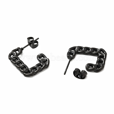 Ion Plating(IP) 304 Stainless Steel Chain Shape Stud Earrings(EJEW-F283-03EB)-2