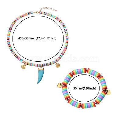Stretch Bracelets and Pendant Necklace Jewelry Sets(SJEW-SZ0001-001)-8