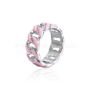 Pearl Pink Stainless Steel Finger Rings