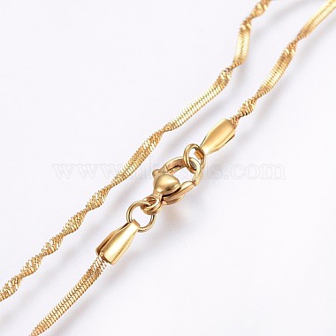 304 Stainless Steel Singapore Chain Necklaces(NJEW-O102-32G)-2