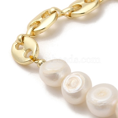 Natural Pearl & Rhinestone Beaded Bracelets(BJEW-C051-32G)-3