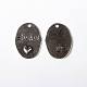 Boyfriends Valentines Day Gifts Making Tibetan Style Alloy Flat Oval Carved Message Word Always Love Pendants(TIBEP-S047-AS-LF)-1