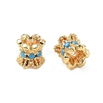 Brass Micro Pave Sky Blue Cubic Zirconia Beads, Column, Real 18K Gold Plated, 6x6mm, Hole: 1.8mm(KK-C172-03G)