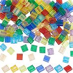 160Pcs 8 Colors 2-Hole Baking Paint Transparent Glass Seed Beads, Rectangle, Mixed Color, 5x4.5~5.5x2~2.5mm, Hole: 0.5~0.8mm, 20Pcs/color(SEED-AR0001-27)