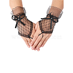 Bowknot Polyester Lace Fingerless Glove, for Wedding Bridal Party Women Girls Cosplay Decoration, Black, 210x90x3.5mm(AJEW-WH20048-68)