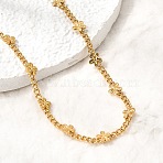 4.5mm 304 Stainless Steel Flower Curb Chain Necklaces for Women, Golden, 15.87 inch(40.3cm)(NJEW-G199-01G)