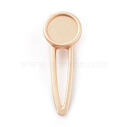 Zinc Alloy Alligator Hair Clip Findings, Cabochon Settings, For DIY Epoxy Resin, DIY Hair Accessories Making, Flat Round, Matte Light Gold, 70x25x14mm, Tray: 20mm(PALLOY-E564-35MKCG)