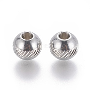 202 Stainless Steel Beads, Rondelle, Stainless Steel Color, 8x7mm, Hole: 3mm(STAS-F205-11P)