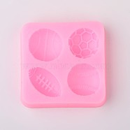 Sport Goods Design DIY Food Grade Silicone Molds, Fondant Molds, For DIY Cake Decoration, Chocolate, Candy, UV Resin & Epoxy Resin Jewelry Making, Random Single Color or Random Mixed Color, 60x60x12mm, Inner Size: 25~29x16~25mm(AJEW-L054-56)