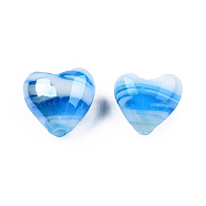 Handmade Lampwork Beads, Pearlized, Dodger Blue, 16x16x8.5mm, Hole: 1.4mm(LAMP-R102-14A)