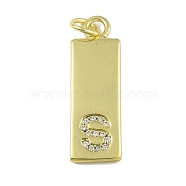 Brass Micro Pave Clear Cubic Zirconia Pendants, Real 18K Gold Plated, Rectangle, Letter S, 23.5x7.5x2mm, Hole: 3mm(KK-P266-06G-S)