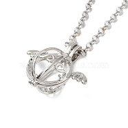 Brass Pendant Necklaces, with Iron Rolo Chains, Wing, 32.17 inch(81.7cm), Pendant: 37x34.5x20.5mm(NJEW-P299-A06-P)