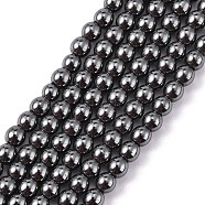 Non-Magnetic Synthetic Hematite Round Beads Strands, Black, 4mm, Hole: 1mm, about 102pcs/strand(X-G-H1624-4mm-1)