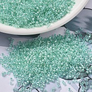 MIYUKI Delica Beads, Cylinder, Japanese Seed Beads, 11/0, (DB1707) Mint Pearl Lined Glacier Blue, 1.3x1.6mm, Hole: 0.8mm, about 2000pcs/10g(X-SEED-J020-DB1707)