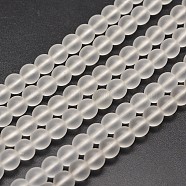 Frosted Synthetic Quartz Round Bead Strands, Clear, 4mm, Hole: 1mm, about 100pcs/strand, 15.7 inch(PIEG-J002-07-4mm)