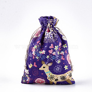 Polycotton(Polyester Cotton) Packing Pouches Drawstring Bags, with Deer Printed, Colorful, 18x13cm(X-ABAG-T007-02G)