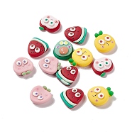 Opaque Resin Cabochons, Peach & Watermelon & Pear & Apple, Fruit Mixd Shapes, Mixed Color, 19~21.5x19~20.5x6~8mm(RESI-G041-C11)