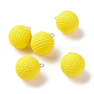 Plastic Pendants, with Platinum Tone Iron Loops, Uneven Tennis and Rugby, Yellow, 23x20mm, Hole: 2mm(KY-M002-01B)