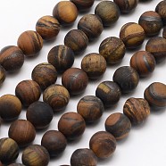 Natural Tiger Eye Beads Strands, Frosted, Round, 6mm, Hole: 0.8mm, about 60pcs/strand, 14.1 inch(G-D688-6mm)